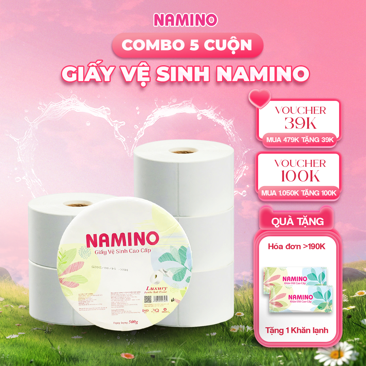 Giấy vệ sinh cuộn lớn 500gr